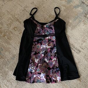 Fit 4 u one piece black swimsuit with paisley print plus size 18w